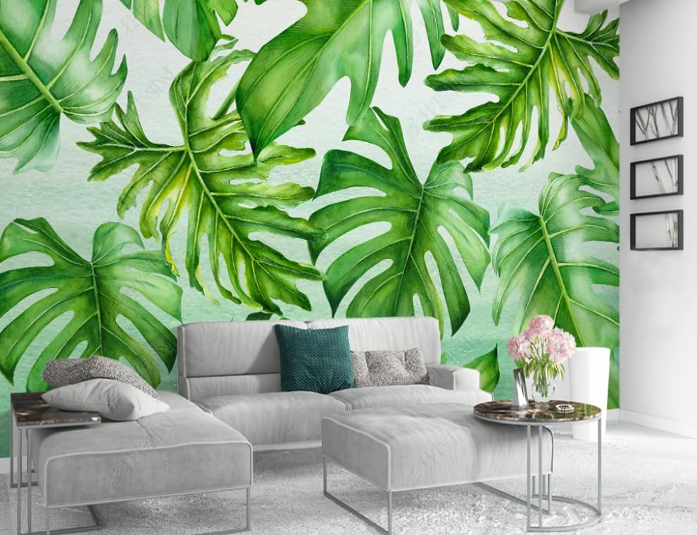 Papier peint intissé feuilles vertes pour créer une ambiance nature dans la chambre