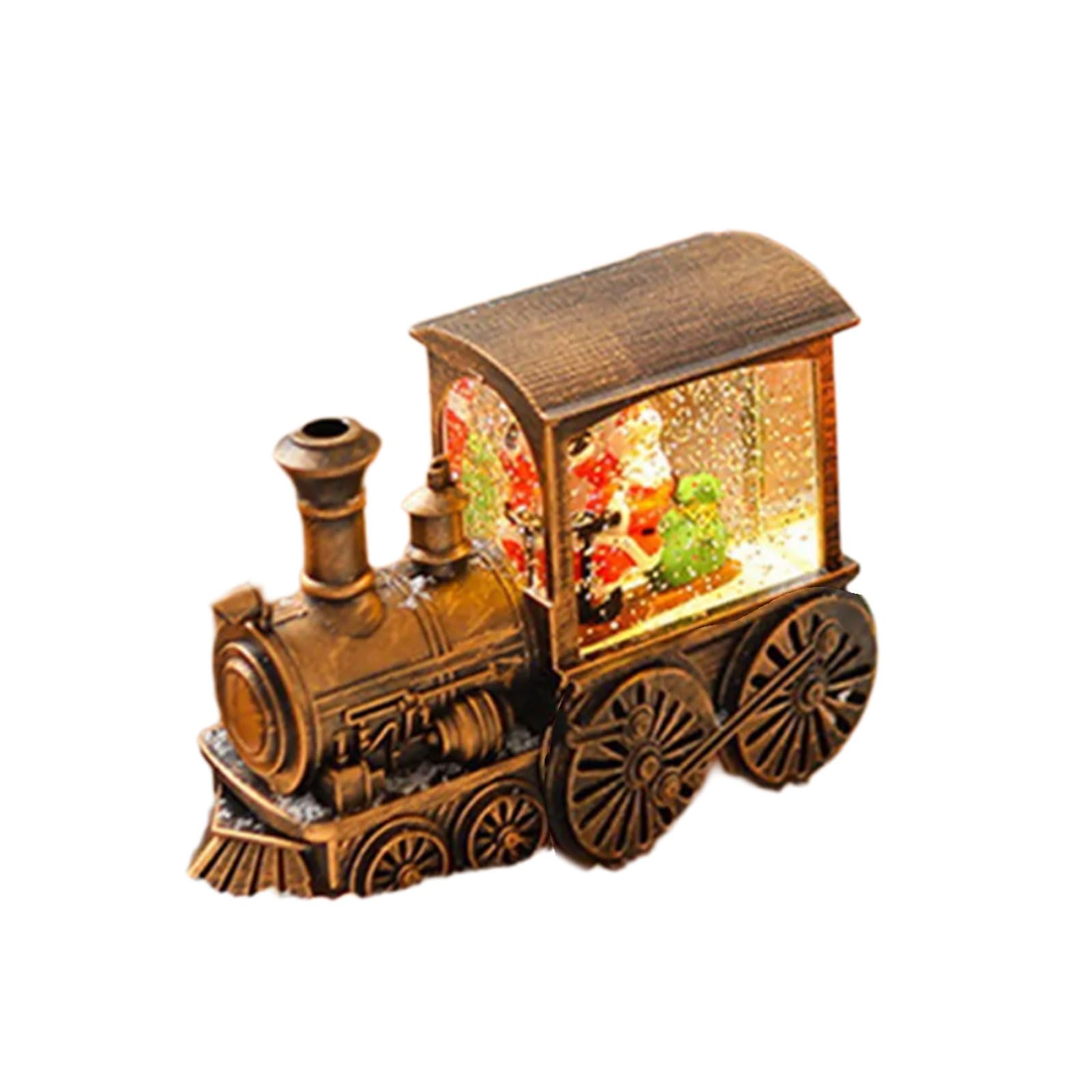 Carotoe Elder Hand Painted Santa Train Figurine Stylish Santa Snowman Riding Train Figurine For Pleased Christmas Decors