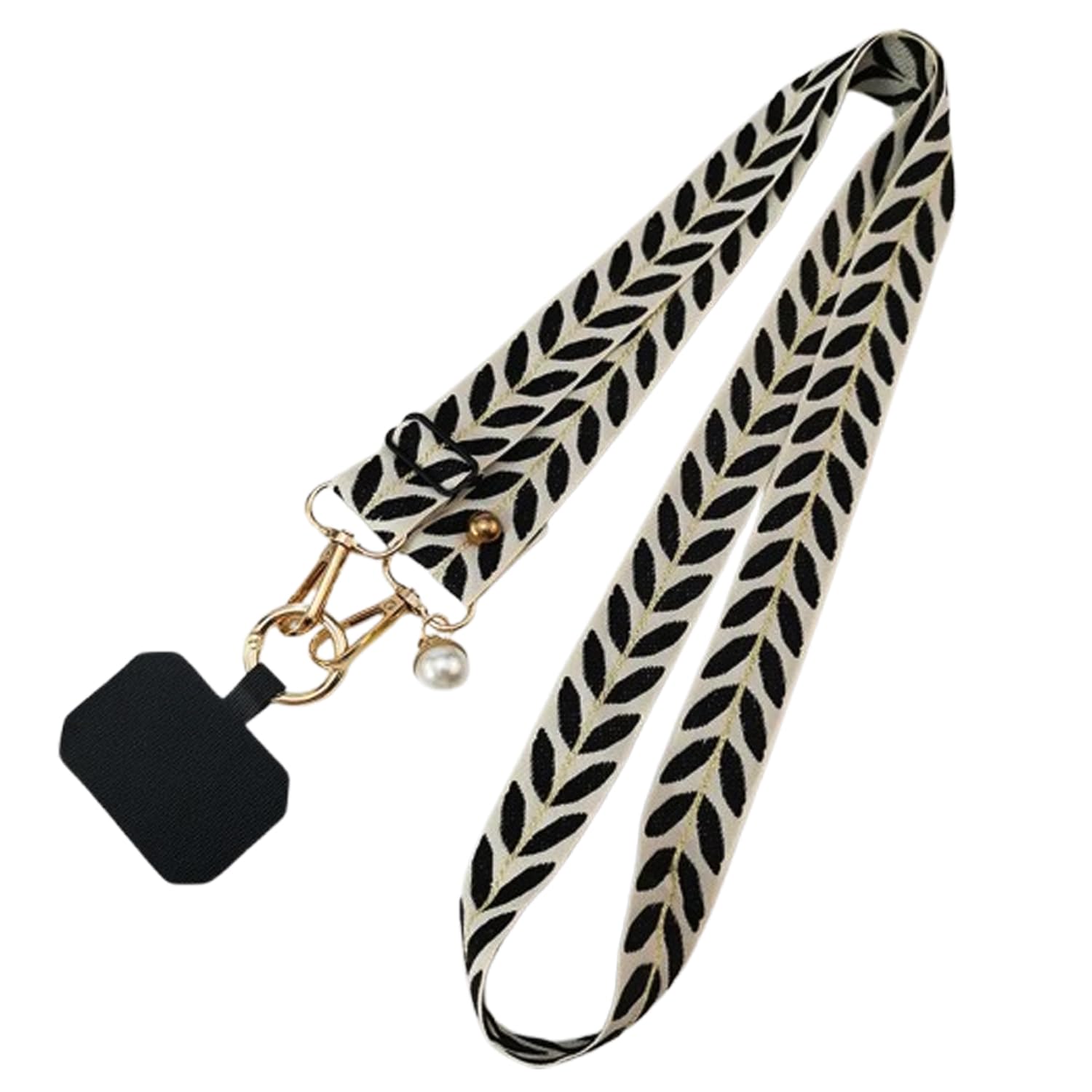 Arfuka Women's Black Adjustable Phone Lanyard Crossbody Neck Strap Nylon Anti-Theft Cell Phone Strap, Stylish Daily Phone Accessory For