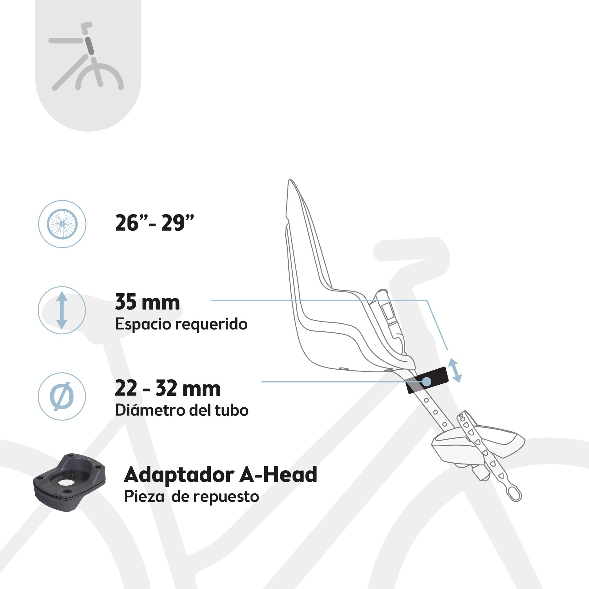 BOBIKE Go Mini Front Bike Seat for Babies and Children for Steering Tube – Safe, Adjustable, Comfortable, and Stylish for Babies 9 Months to 3 Years, Up to 15kg