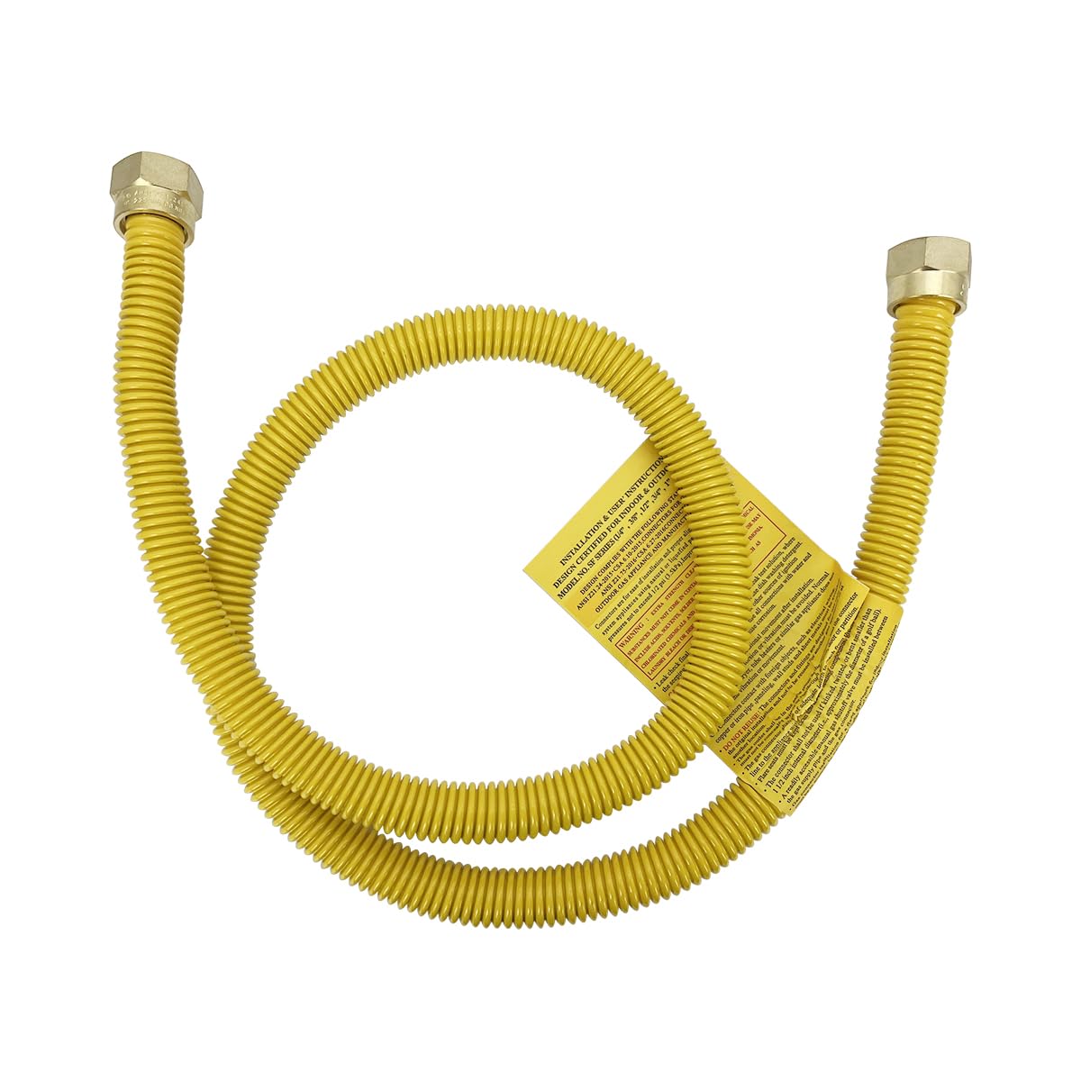Flexible Gasleitung Für Herd & Trockner – 183 Cm, 1,27 Cm Anschluss, Gelber Edelstahl, Inkl. Adapter