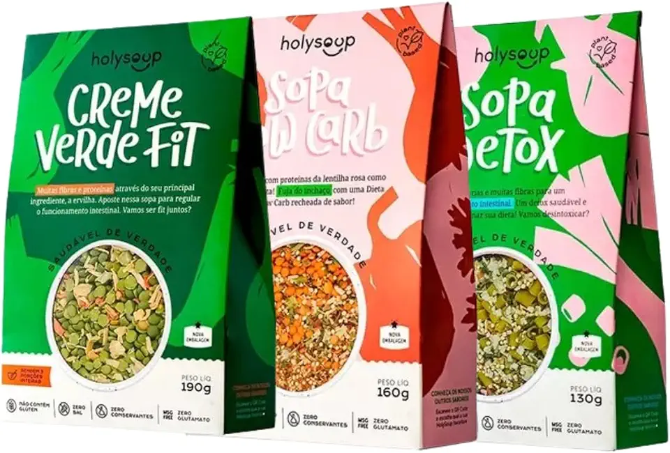 Kit Creme Verde Fit, Sopa Low Carb e Sopa Detox - HolySoup