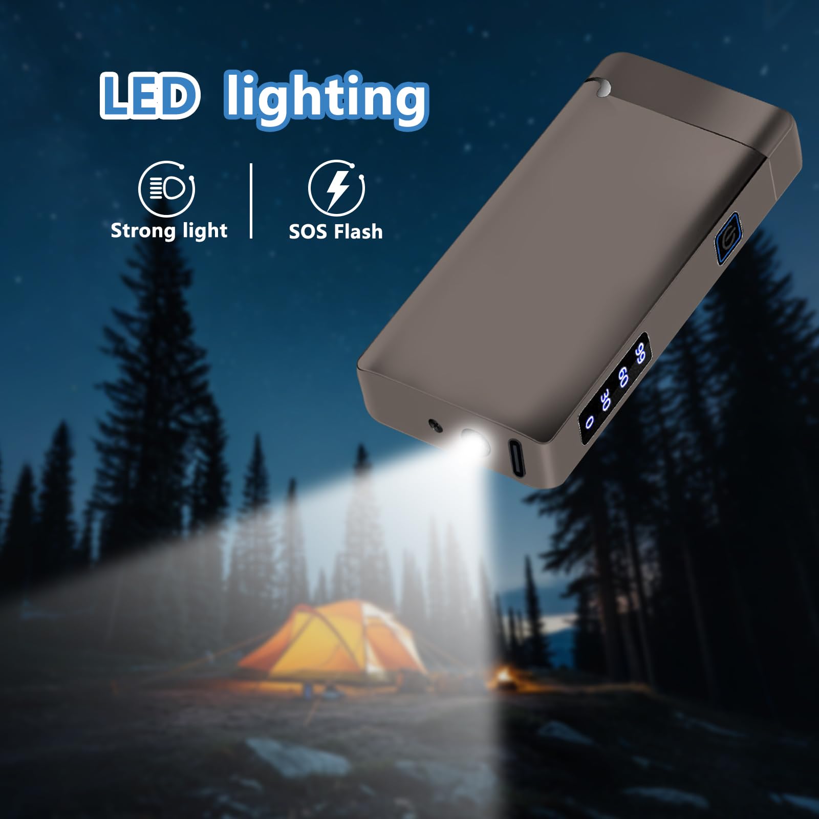 Accendino elettrico accendino elettronico personalizzato con alloggiamento in metallo, indicatore di livello di carica e ricarica USB-C per candele, regalo speciale (nero)