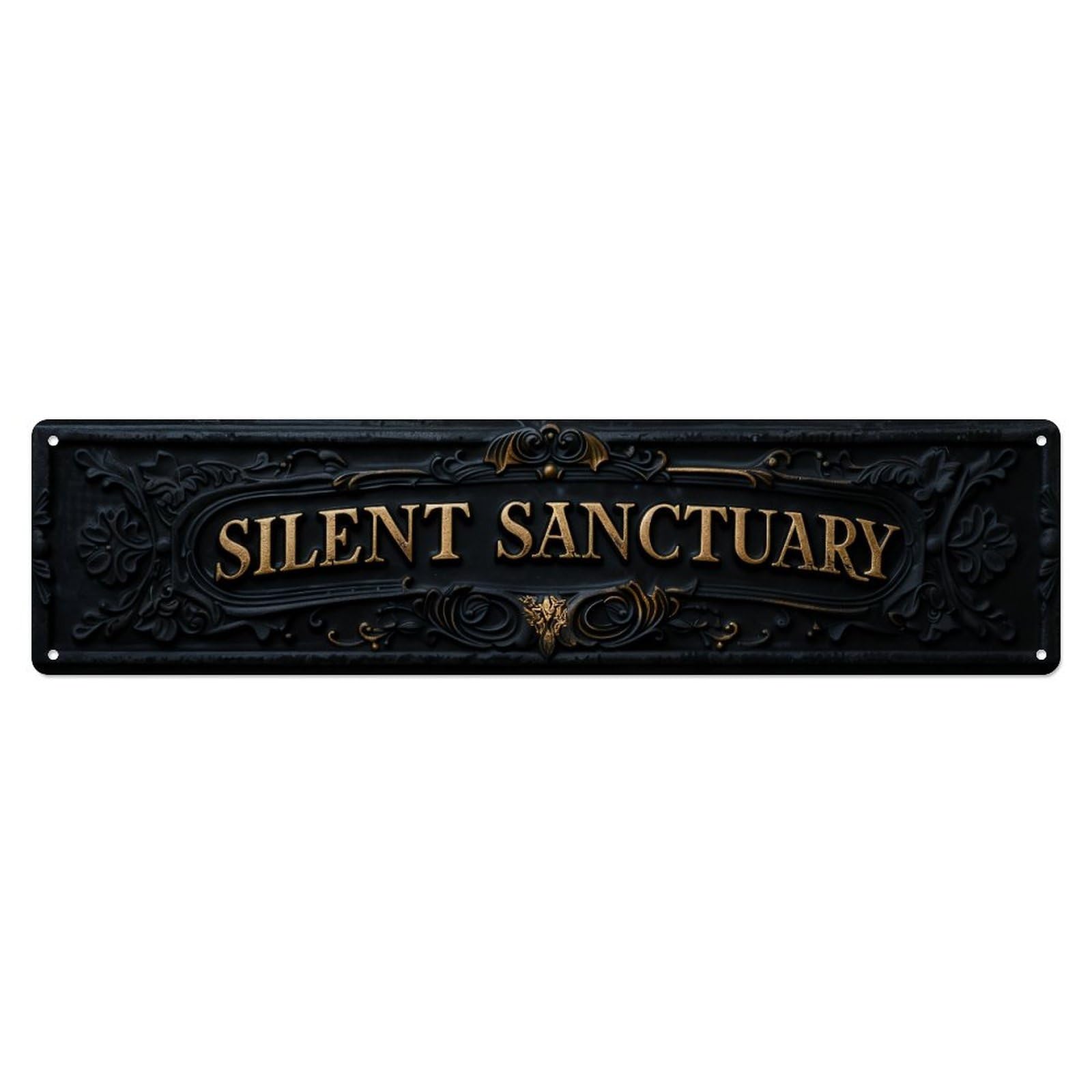 Iageret Vintage Silent Sanctuary Ornate Metal Sign Metal Tin Sign Retro Wall Decor, Bar Garage Cafe Kitchen Home Wall Art Poster Decoration 4X16inches