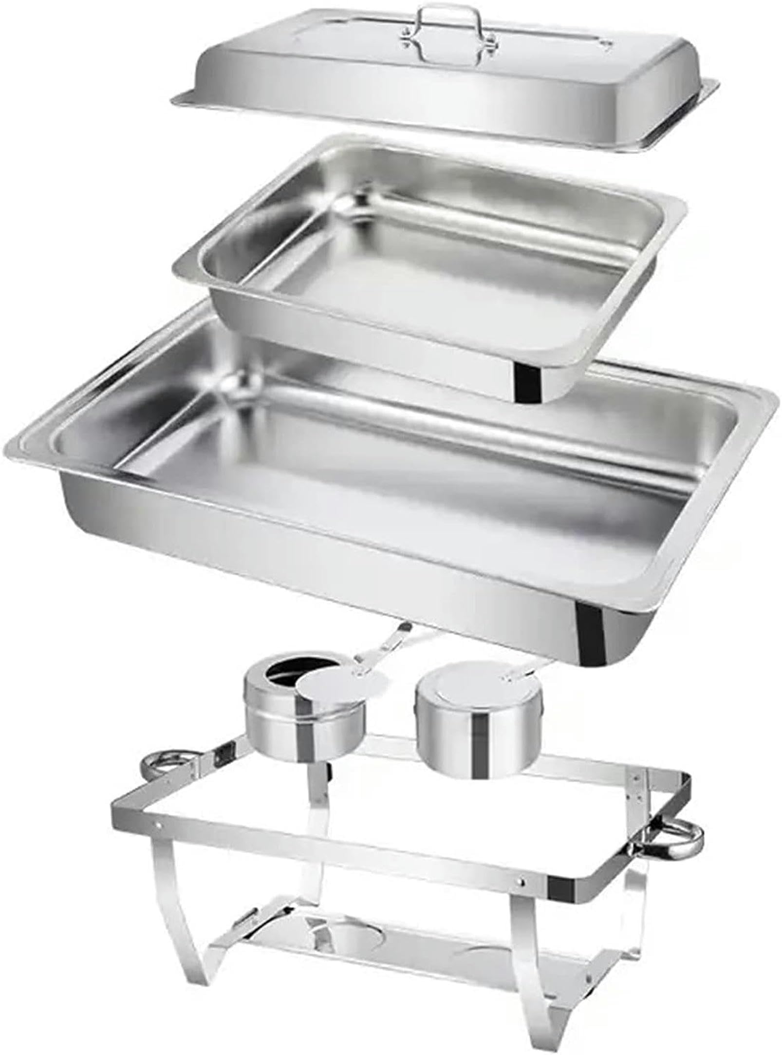 Scaldavivande per buffet per catering, piastra rotonda con coperchio in vetro, pentola dell'acqua e griglia per carburante, adatta per matrimoni, banchetti, eventi di catering