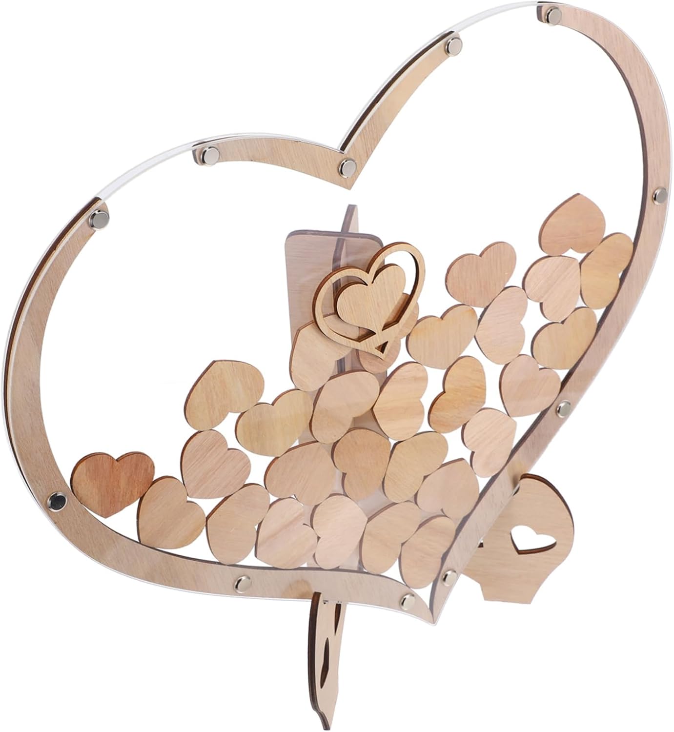 Cabilock 1set Wooden Heart Guest Book Romantic Heart-Shaped Design for Weddings Dual Purpose Decorative Table Decor Sturdy for Lasting Use Unique Guestbook for Celebrations and Events