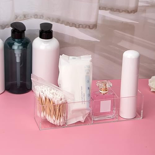 Miniatura 2 de dedoot Organizador de cajones de acrílico de 4 secciones, organizador de maquillaje de plástico transparente, contenedor de almacenamiento, cubo