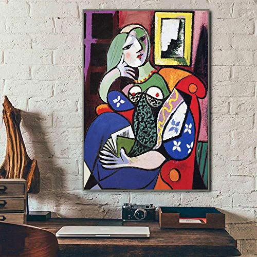 Toile Picasso femme avec livre affiche peinture surréalisme 60x90