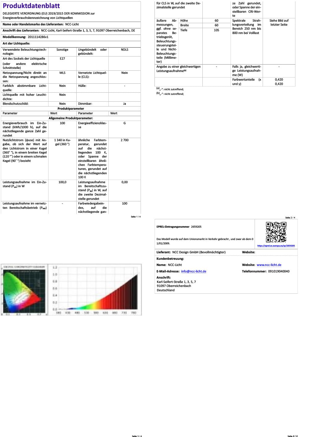 NCC-Licht Standard Kopfspiegel Gold A60 100W E27 1340lm warmweiß 2700K dimmbar