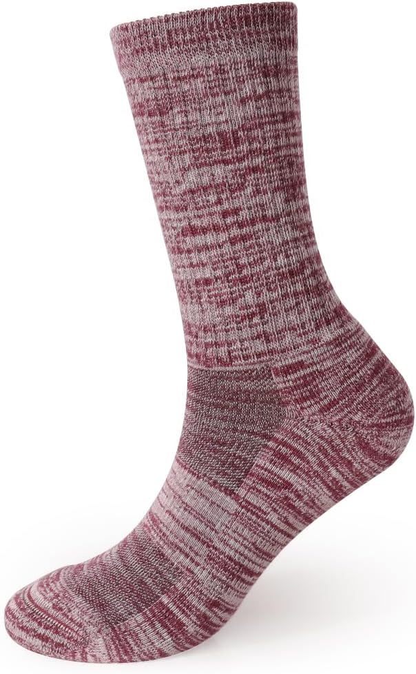 EnerWear 4 Pack Women's Merino Wool Outdoor Hiking Trail Crew Sock (US, Numeric, 9, 11, Regular, Regular, Violet/White Stripe/Multi) - Image 4