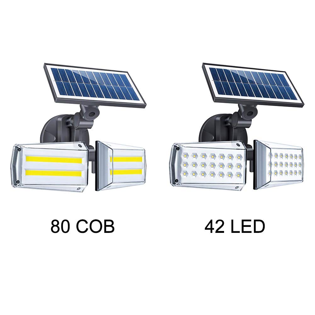 Luci solari da Esterno, Luce di Sicurezza con sensore di Movimento Solare con 3 modalità e grandangolo, IP65 Lampade da Parete solari Impermeabili per Patio, Cortile, Giardino, Garage