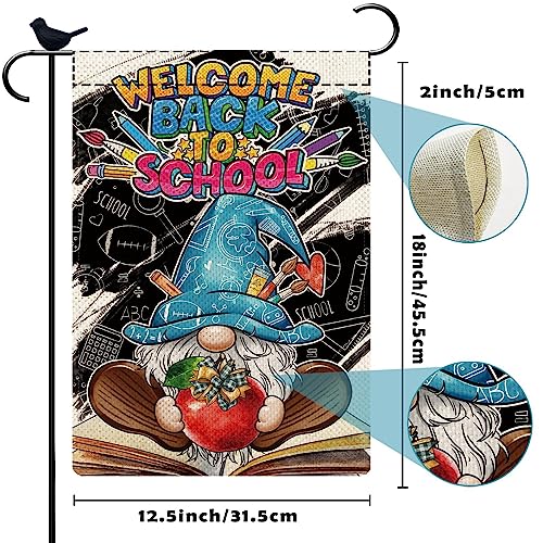 Welcome Back To School Garden Flag Gnome Garden Flag Vertical Double Sided 12x18 Inch Apple Book Back to School First Day of School Yard Outdoor Decoration - Image 5