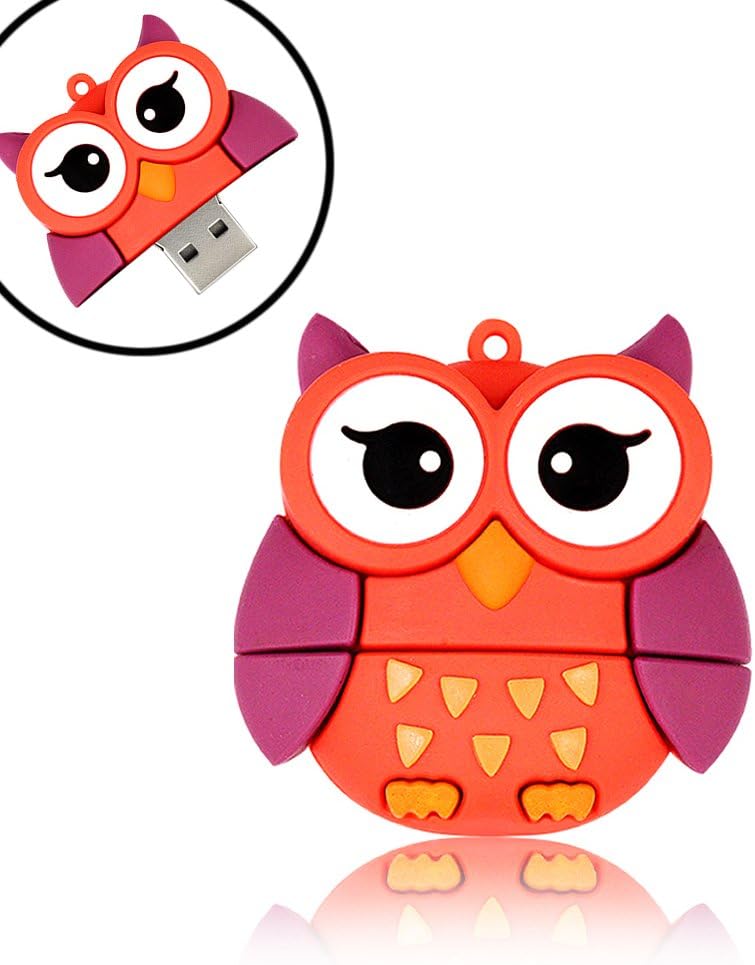 QICAIHU Novelty Big Eyes Owl Shape Design 32GB USB 2.0 Animal Flash Drive Cute Memory Stick Thumb Drive Data Storage Pendrive Cartoon Jump Drive Gift