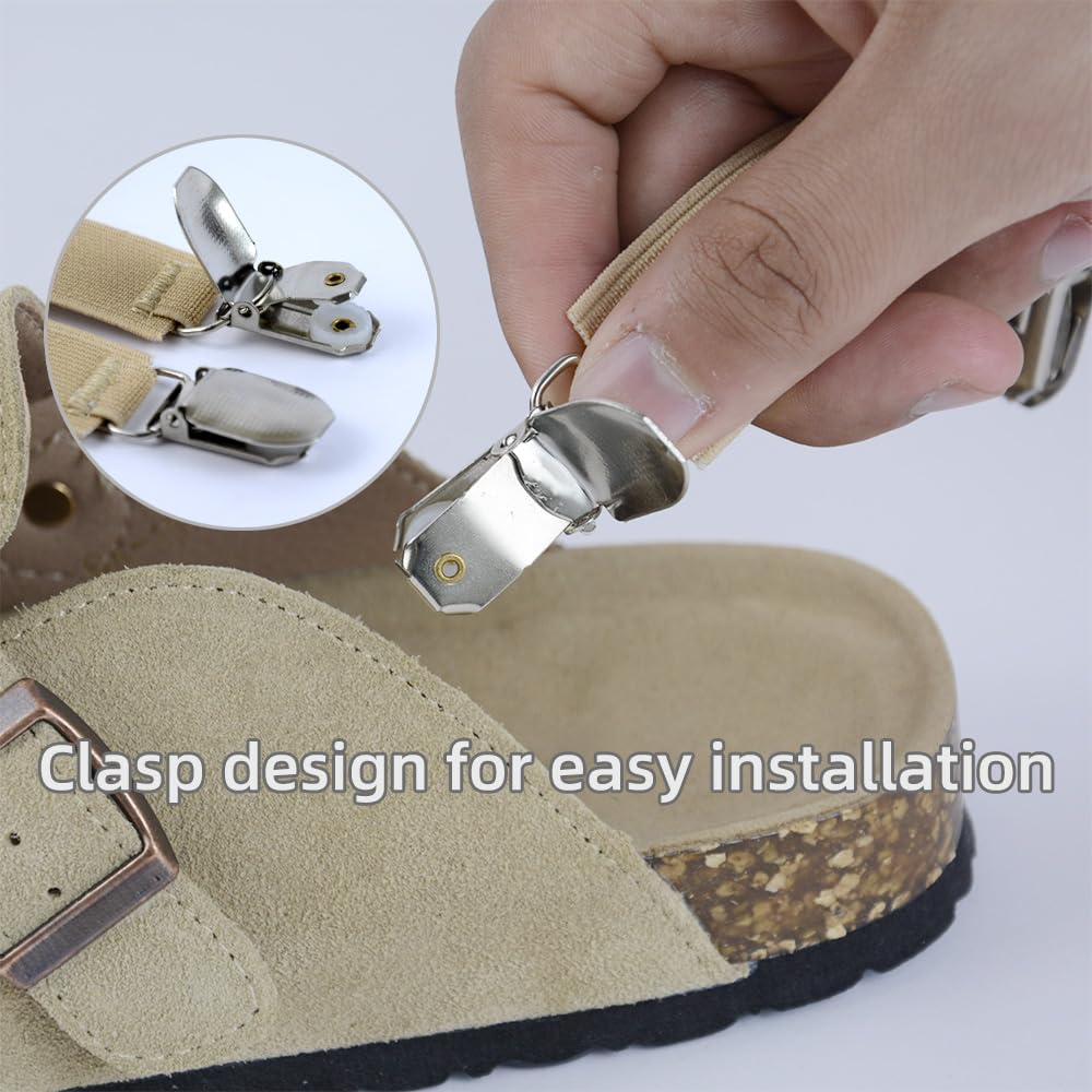 Nuevo 1 par de zapatos elásticos correas de talón cinturones lazos antideslizantes con broche de clip corbata cordones anchos antisueltos para zapatillas sandalias