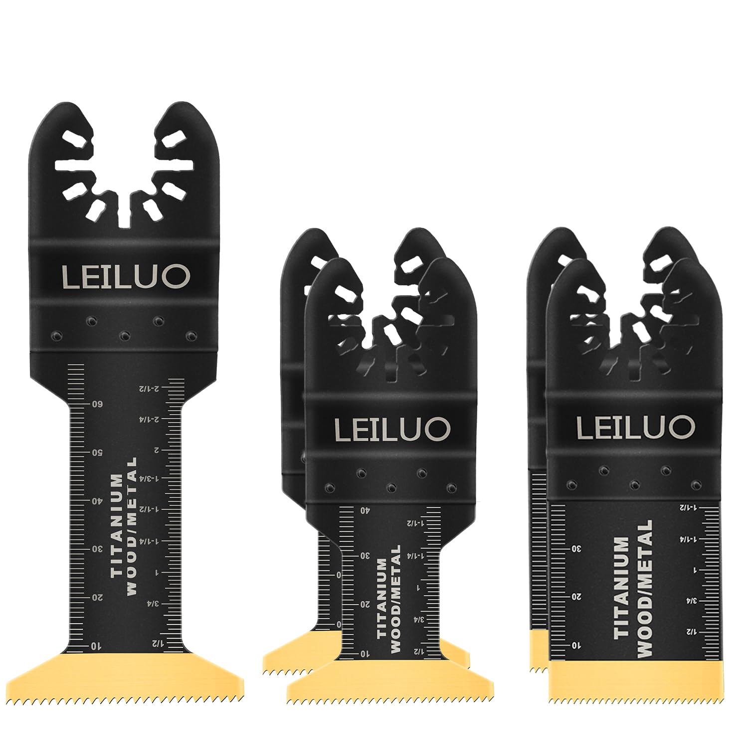 LEILUO 5 Pcs Titanium Oscillating Multitool Blades Universal Multi Tool Accessories for Wood Nails Compatible with DeWalt Makita Ryobi and More