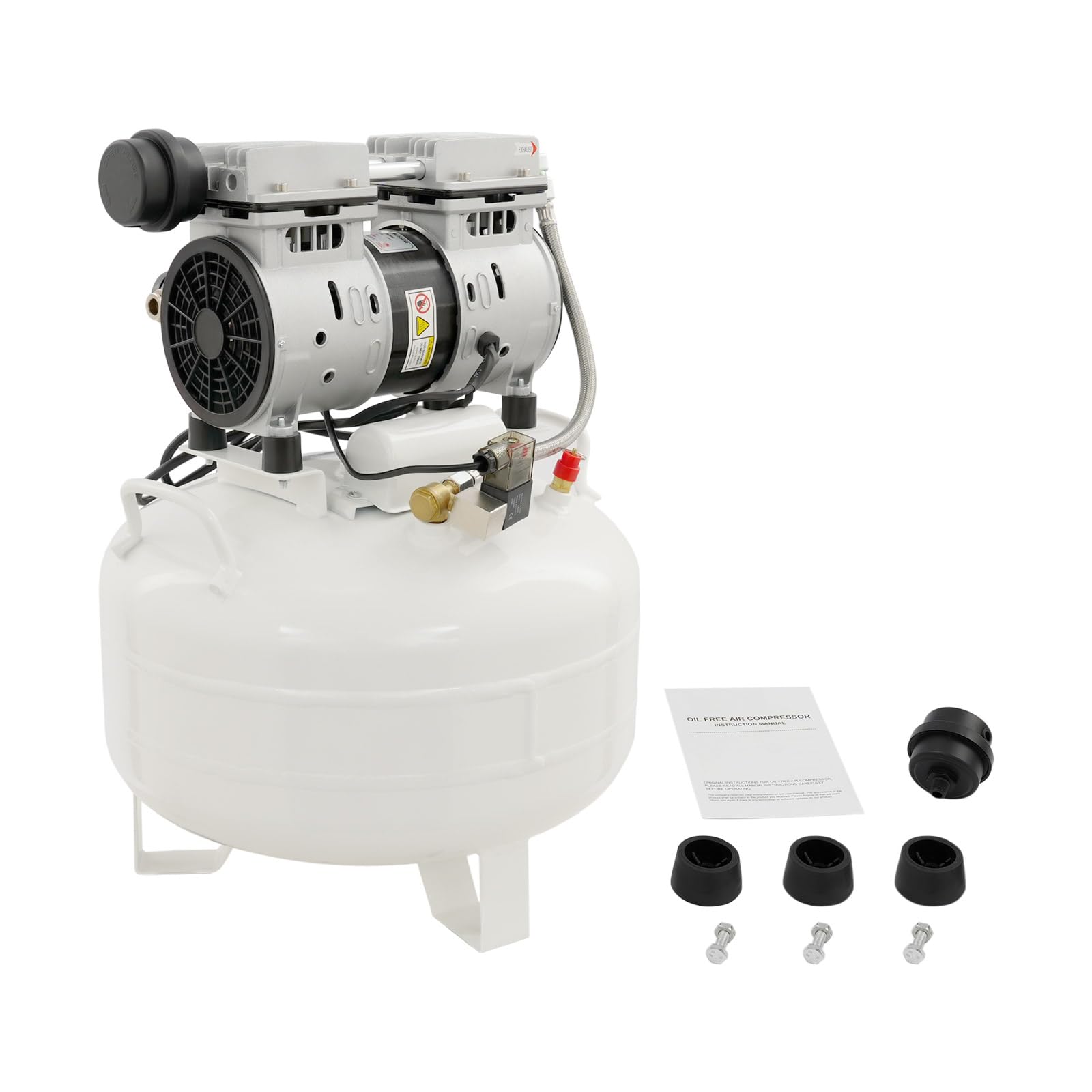 Flüsterkompressor 65dB leise ölfrei Druckluft Kompressor 8 Bar 30L Kessel mit Druckminderer & Wasserabscheider, für Hausreparaturen, Reinigung, Lackierung, & Zahnmedizin