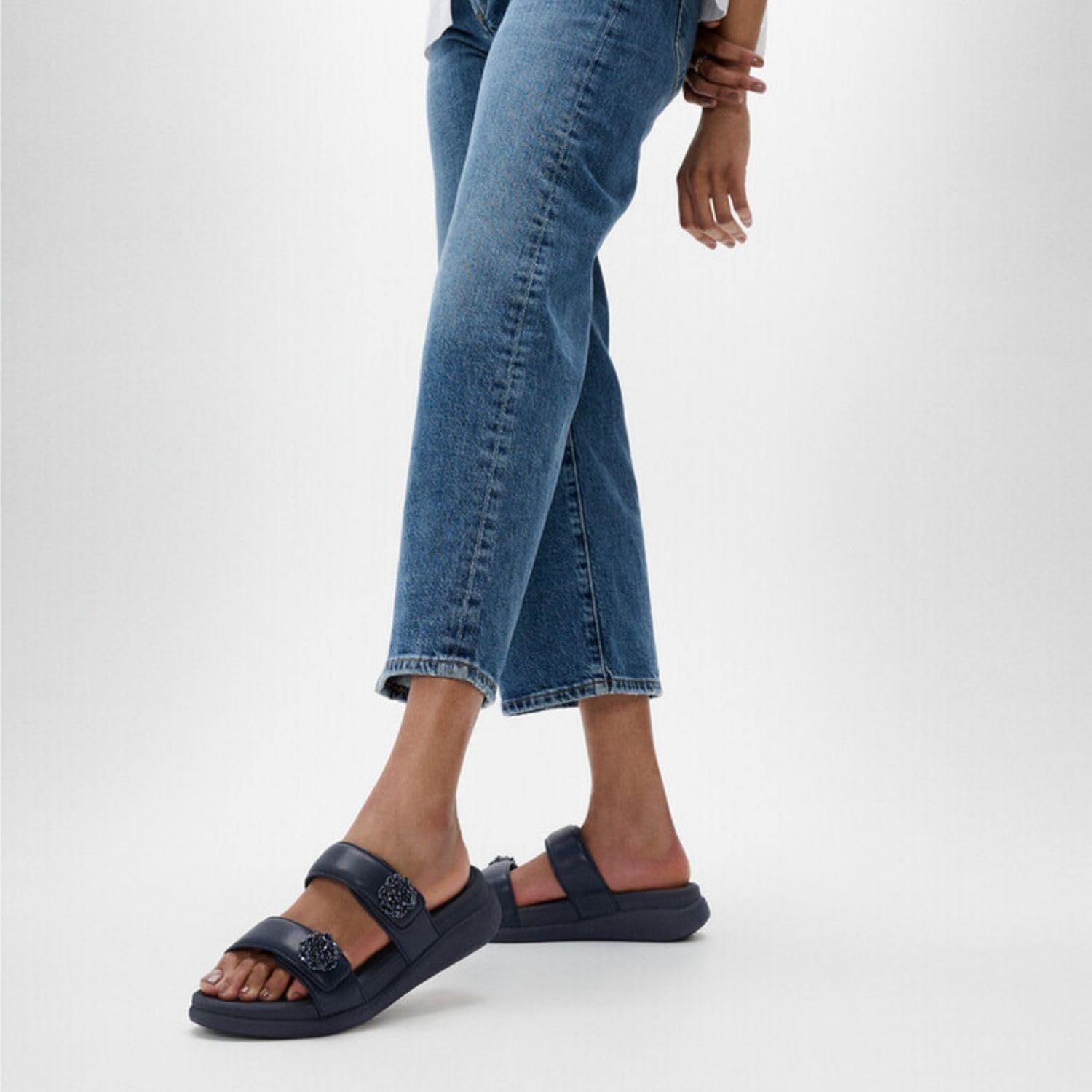 Fitflop Kobiety F-mode Go Beadie-button Adj. Flatform 2-bar SlidesSandał
