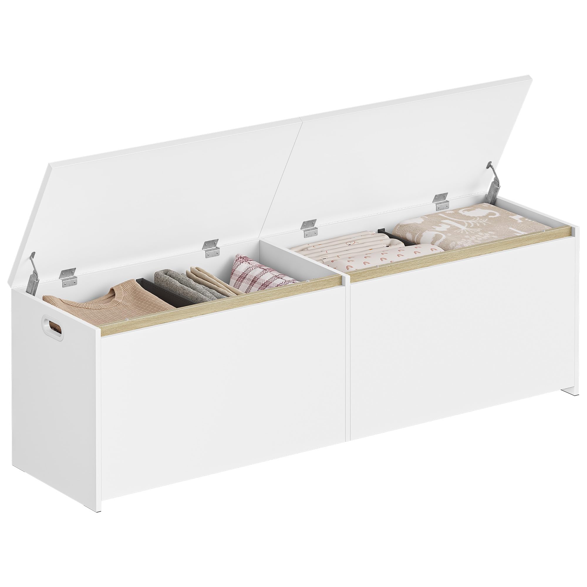 Hzuaneri 150cm Panca Contenitore, Cassapanca con doppia anta, Panca portaoggetti Salvaspazio, per Soggiorno, Ingresso e Camera da Letto, 40 x 150 x 47 cm, Bianco SB21503X