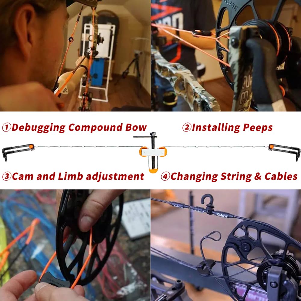 Presse Portable pour Arc à poulies Compound Bow Press/pour Le débogage, Le Changement de Corde et de câbles, l'installation de Peeps, Les ajustements de cames/Compacte et Facile à Utiliser