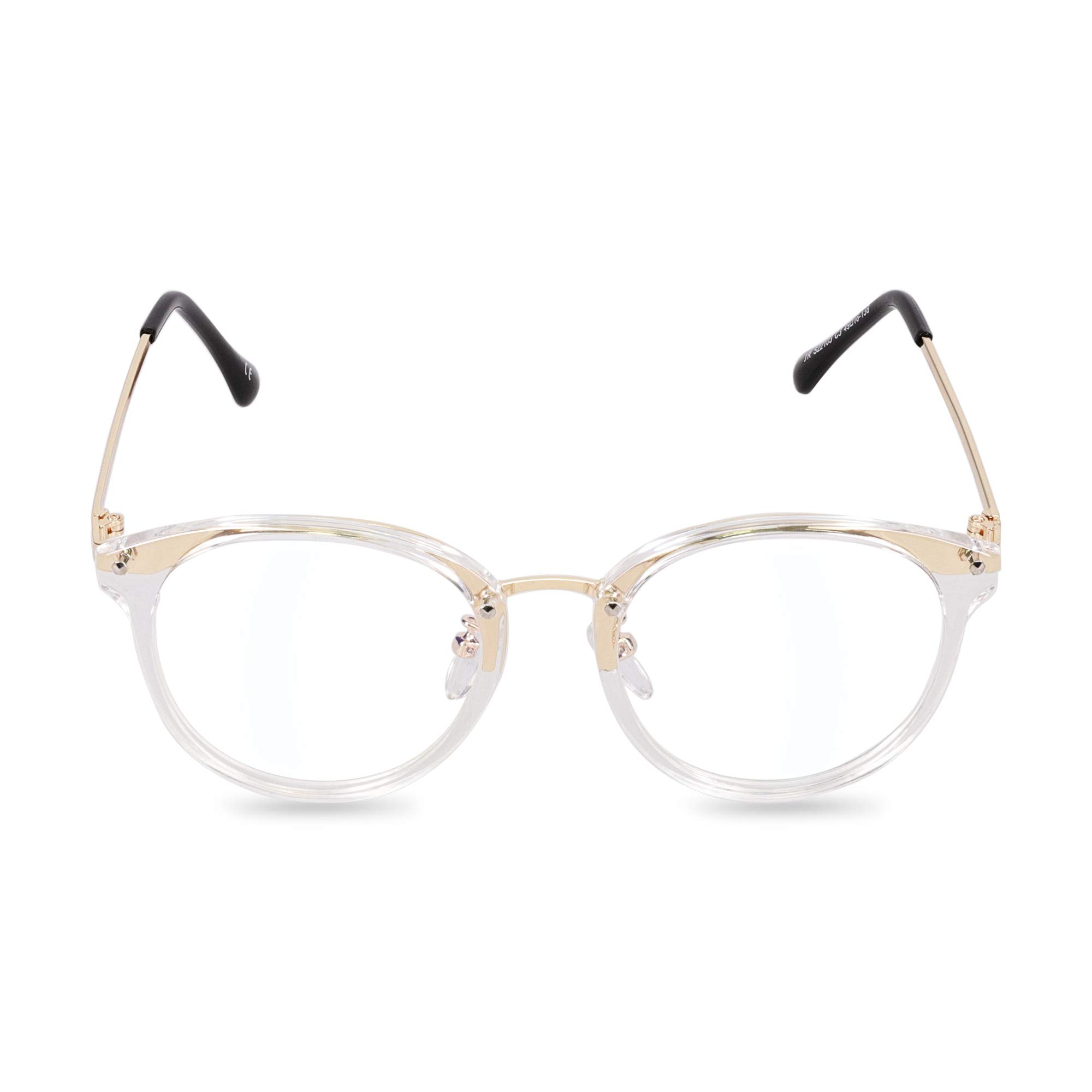 Navaris Retro Okulary Bez Recepty - Damskie/Męskie Vintage 50/Nerd - Nerd Okulary Bez Recepty - Z Metalowymi Wspornikami - Złoty