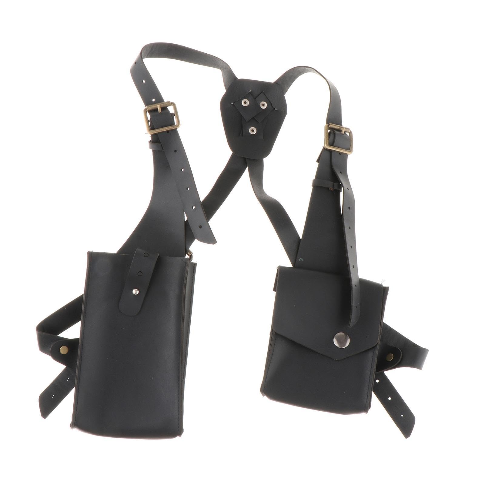 Qianly Shoulder Harness Bag Handmade Steampunk for Riding Bike Cycling Sports Camping, Black