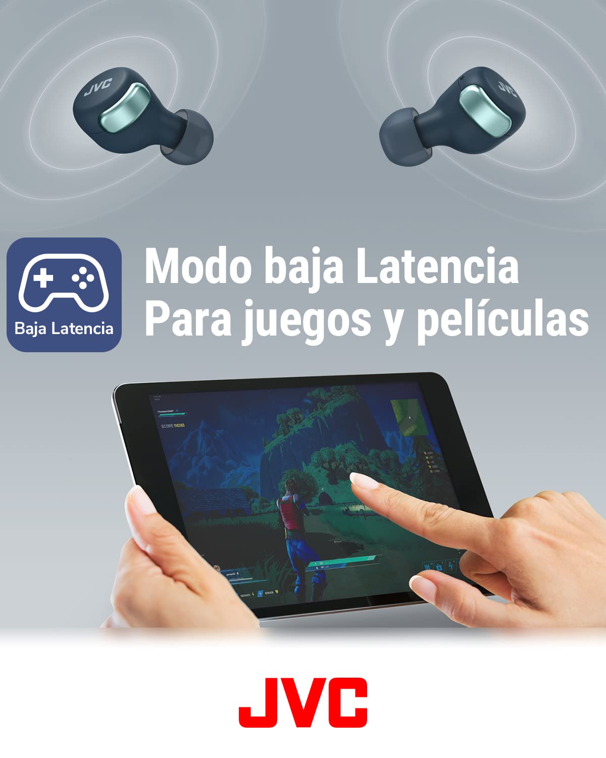 Auriculares Inalámbricos JVC con Cancelación de Ruido - Compact True Wireless Earbuds Bluetooth 5.2, Modo Baja Latencia, Batería con 21H de reproducción, Resistencia al Agua (IPX4) HA-Z330T-G (Verde)