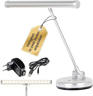 Luz de piano LED Showlite cálida-blanca en color plateado mate