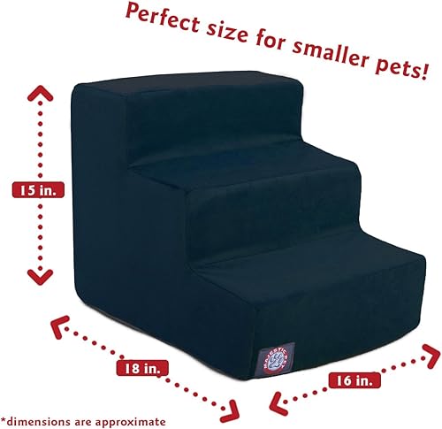 Miniatura 2 de Majestic Pet Escaleras portátiles de 3 escalones para perros pequeños para que se suban a la cama, soporta 25 libras o menos, escalones para perros