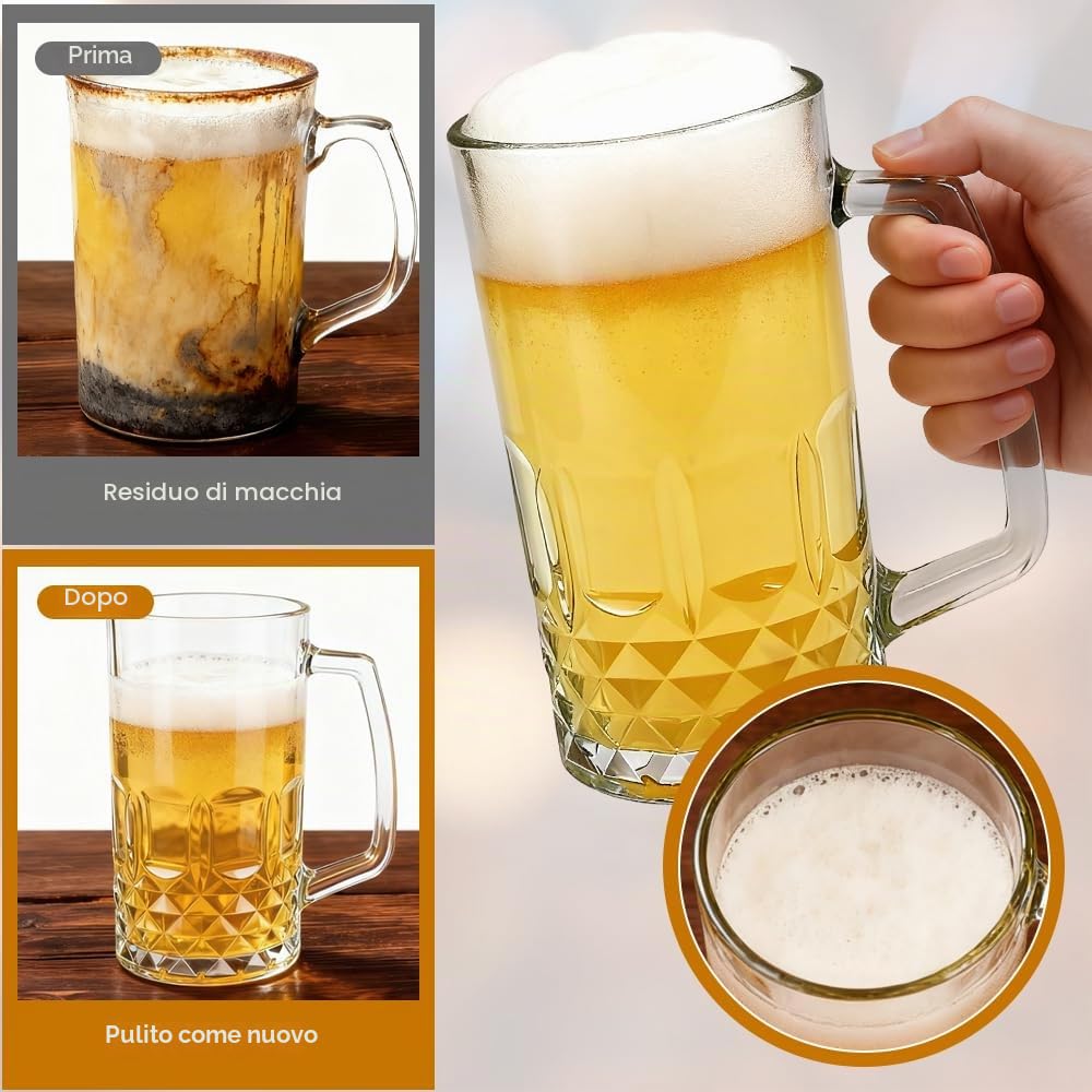 2 Pezzi Bicchieri da Birra 500ml Boccale Birra con Manico Bicchieri da Birra in Vetro Trasparente Calici da Birra Lavabile in Lavastoviglie Bicchiere da Birra di Grano per Feste Bar Ristoranti