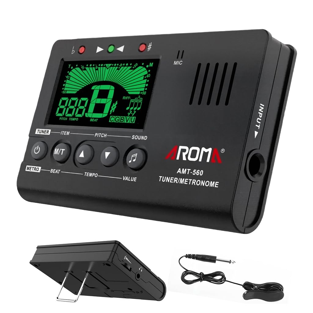 HASTHIP® Multifunctional Guitar Tuner & Metronome with Built-In Speaker, LCD Display 12-Tone Temperament Tuner with Kickstand, Battery-Operated Digital Tuner for Guitar, Bass, Violin & Ukulele-picture-26