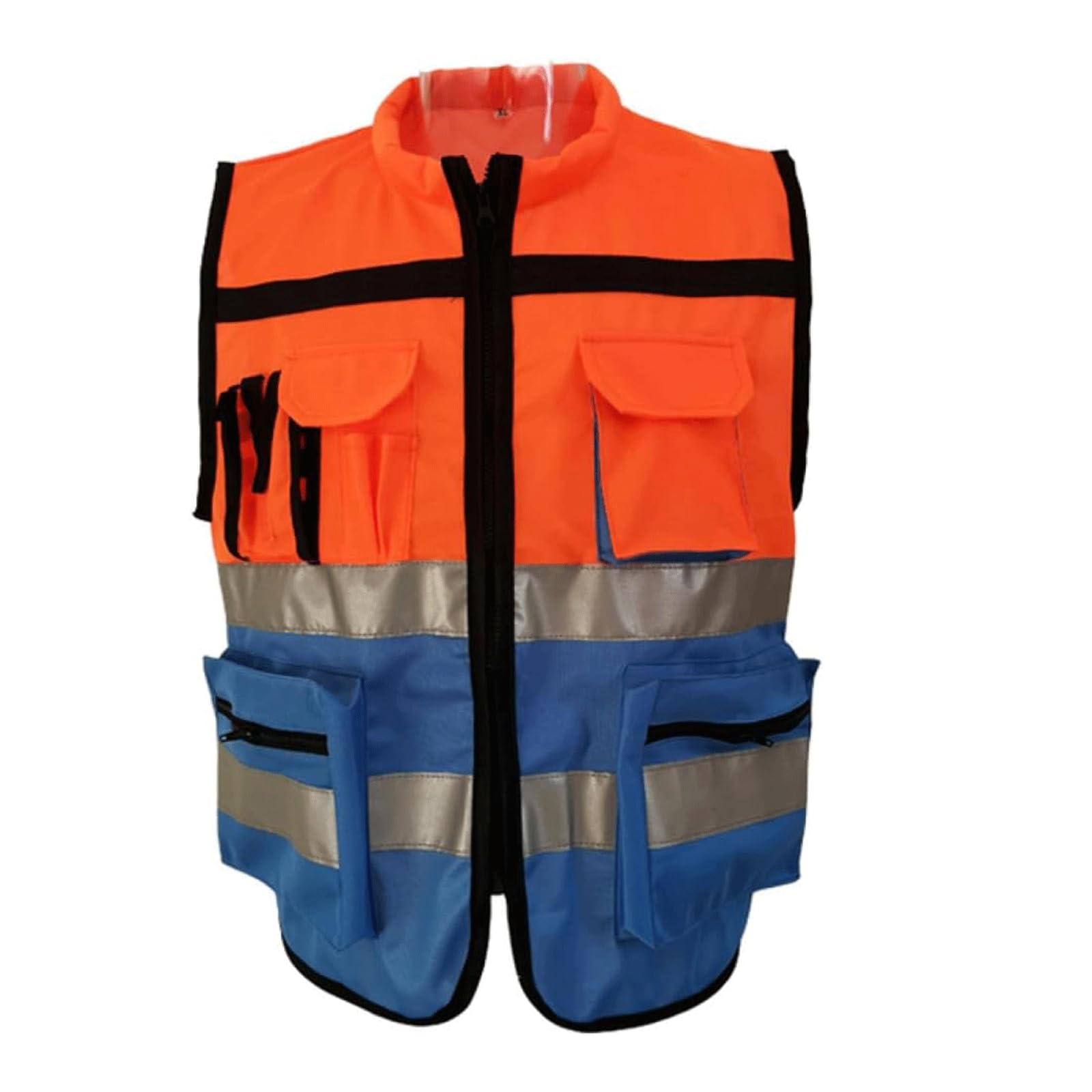 Warnweste Leichte Sicherheitsweste mit Reißverschluss, reflektierende Weste, hohe Sichtbarkeit, reflektierender Anzug, einfache reflektierende Sicherheitswesten Atmungsaktiv