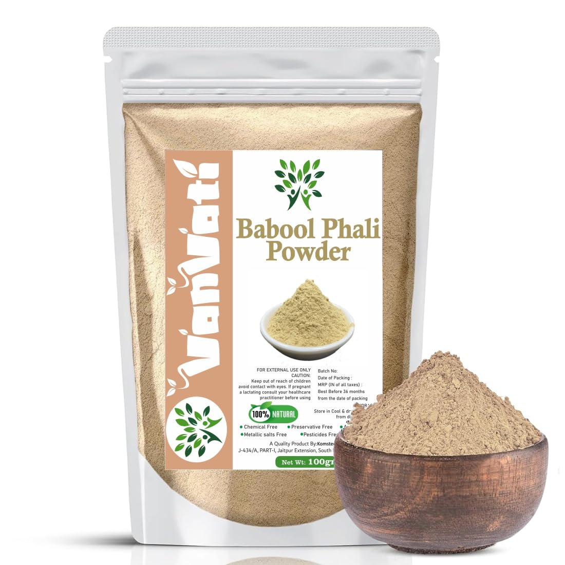 VANVATI Pure Babool Phali Powder Herbal For Health Care And Wellness 100gm