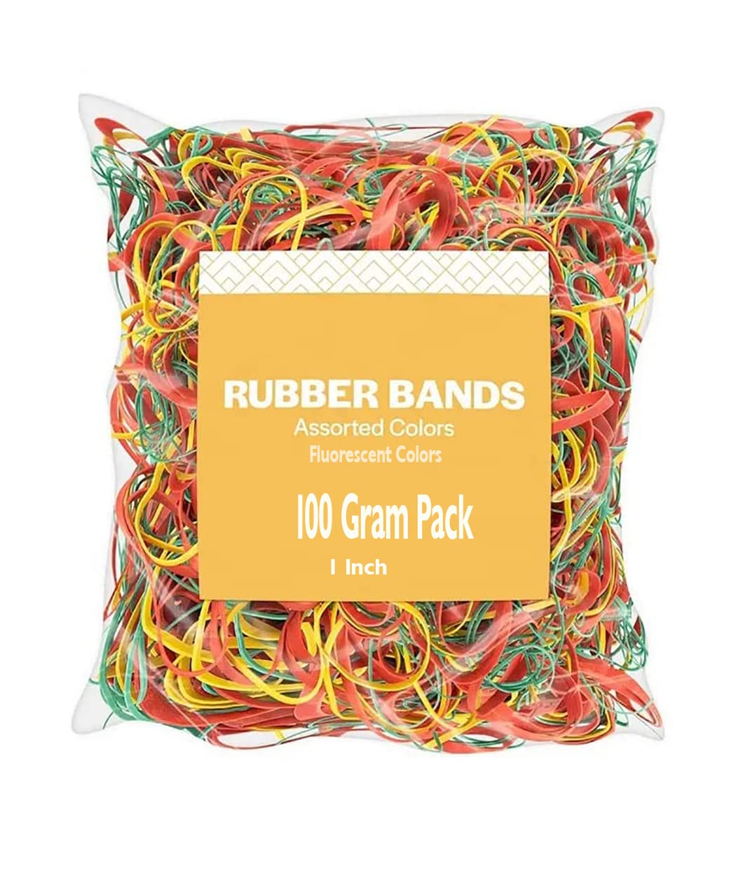 GLUN® Elastic Bands 1 Inches Fluorescent Color Rubber Band for School, Home and Office use High-Quality, Durable and Bright Pack 100 Grams 4