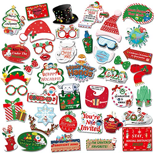 HOWAF 42 Piezas Cuarentena Navidad Kit de Accesorios Foto Props, Navidad Photo...