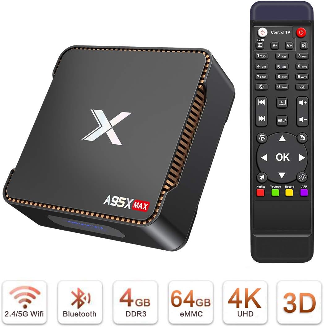 Android 8.1 TV Box A95X Max 4GB Ram 64GB Rom Amlogic S905X2 Quad Core 2.4G/5G Dual Band Wifi Streaming Full HD 4K Smart TV BOX 3D Bluetooth 5.0 support Hard Drive