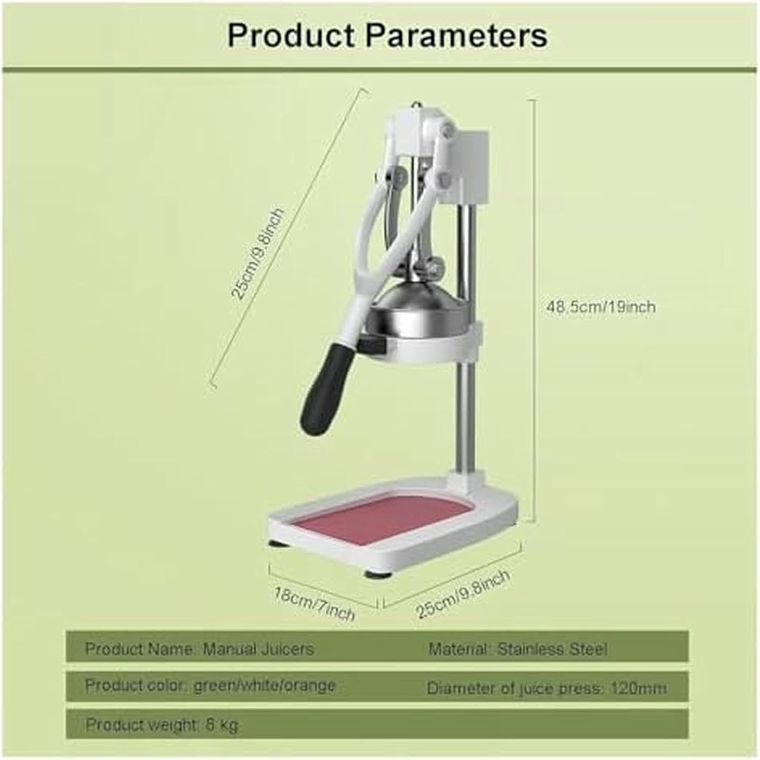 Professional Citrus Juicer, Commercial Juicer Machine with Cast Iron Base Suction Cup Foot for Lemon Orange Tomato Watermelon Juice~/
