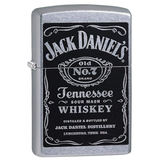 Zippo Jack Daniel's Tennessee Whiskey Label Street Chrome Pocket Lighter