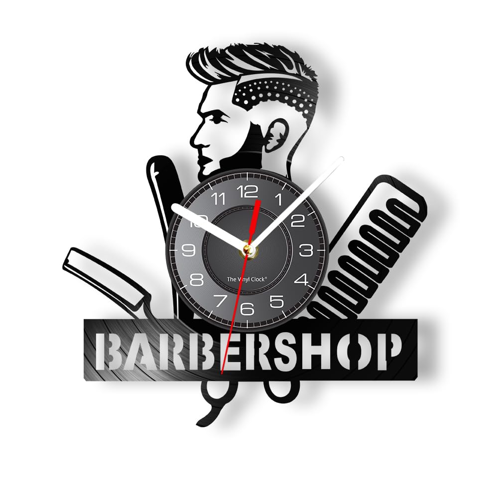 Horloge murale vintage silencieuse de 30,5 cm pour salon de coiffure