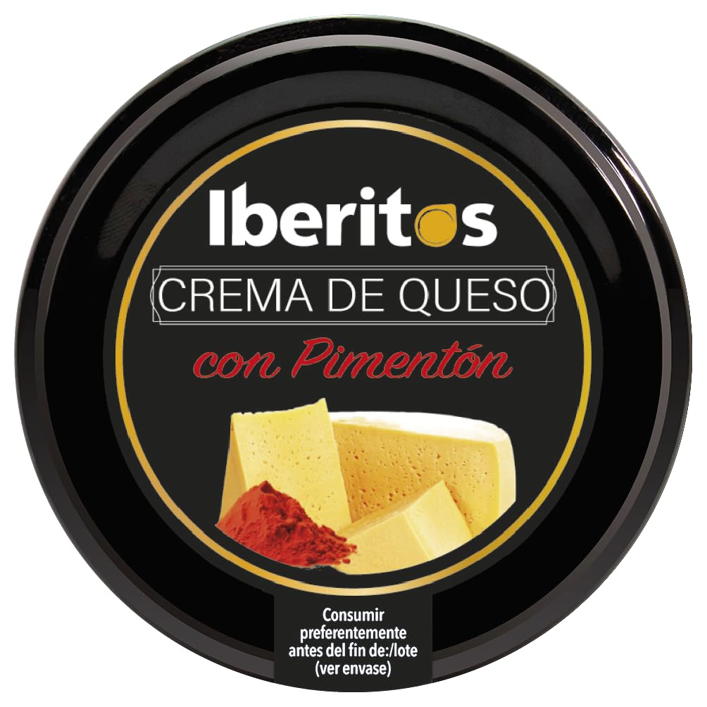 Iberitos Crema de Queso con Pimentón | Bandeja de 6 Porciones de 110 g | Queso para Untar Cremoso | Aperitivos, Tostas y Tapas