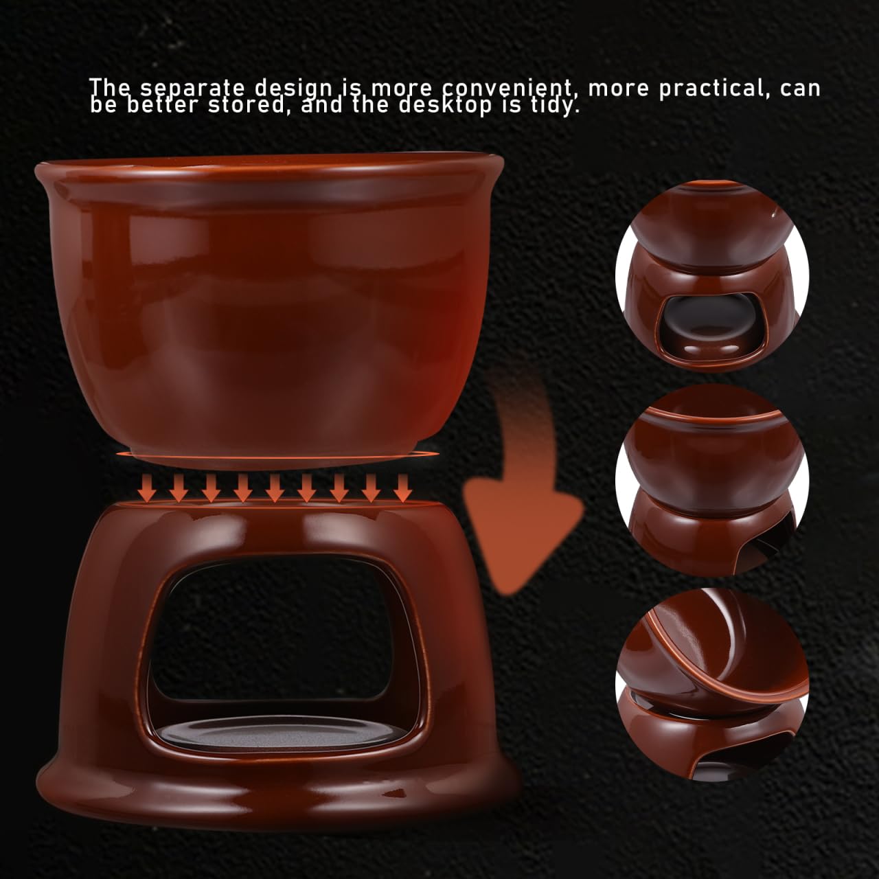 1set Fonduta Ceramica Per Cioccolato E Formaggio Pentola Scaldante Per Dessert Per Cucina E Feste Idea Creativa
