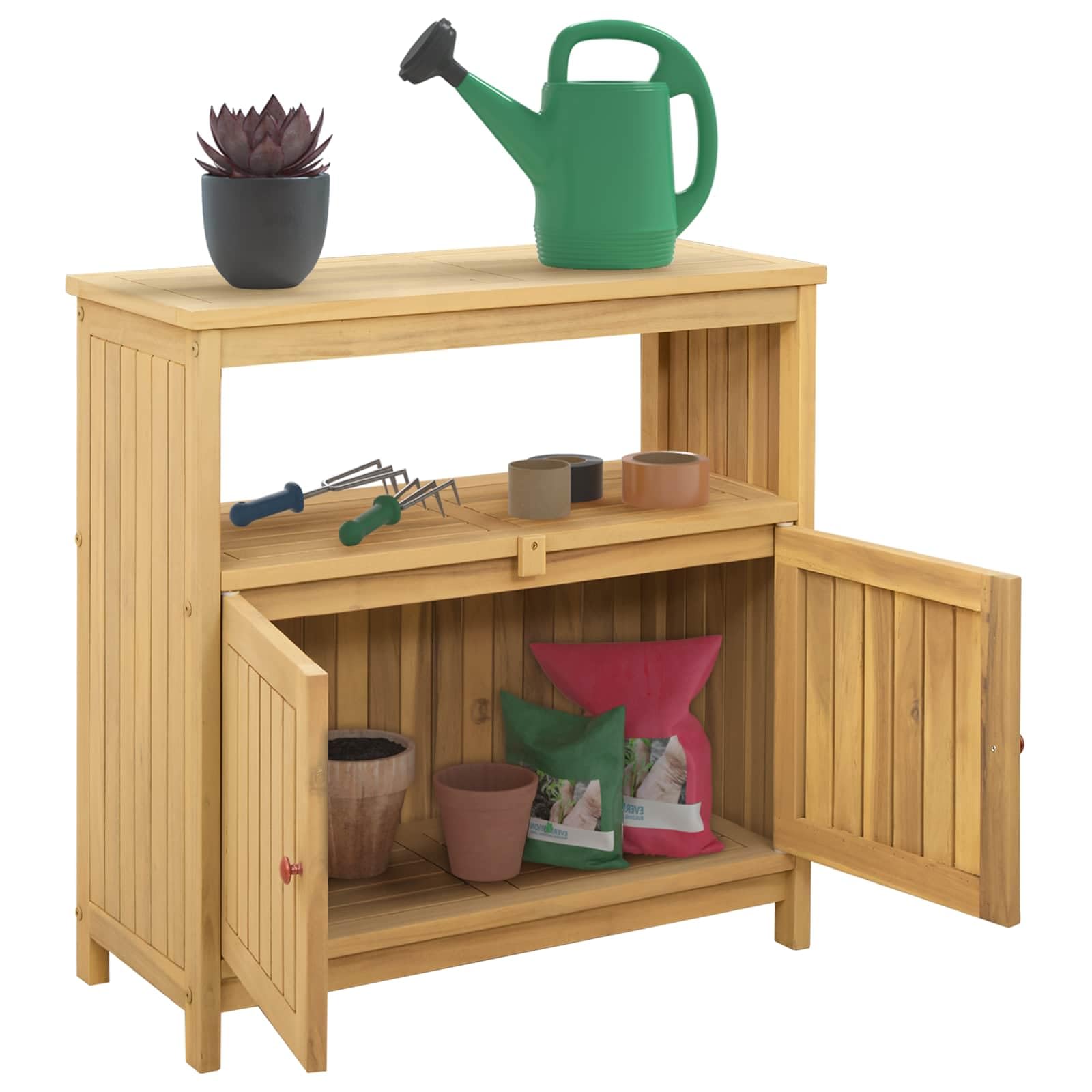 vidaXL Table Console de Jardin Acacia Clair 80 x 35 x 75 cm