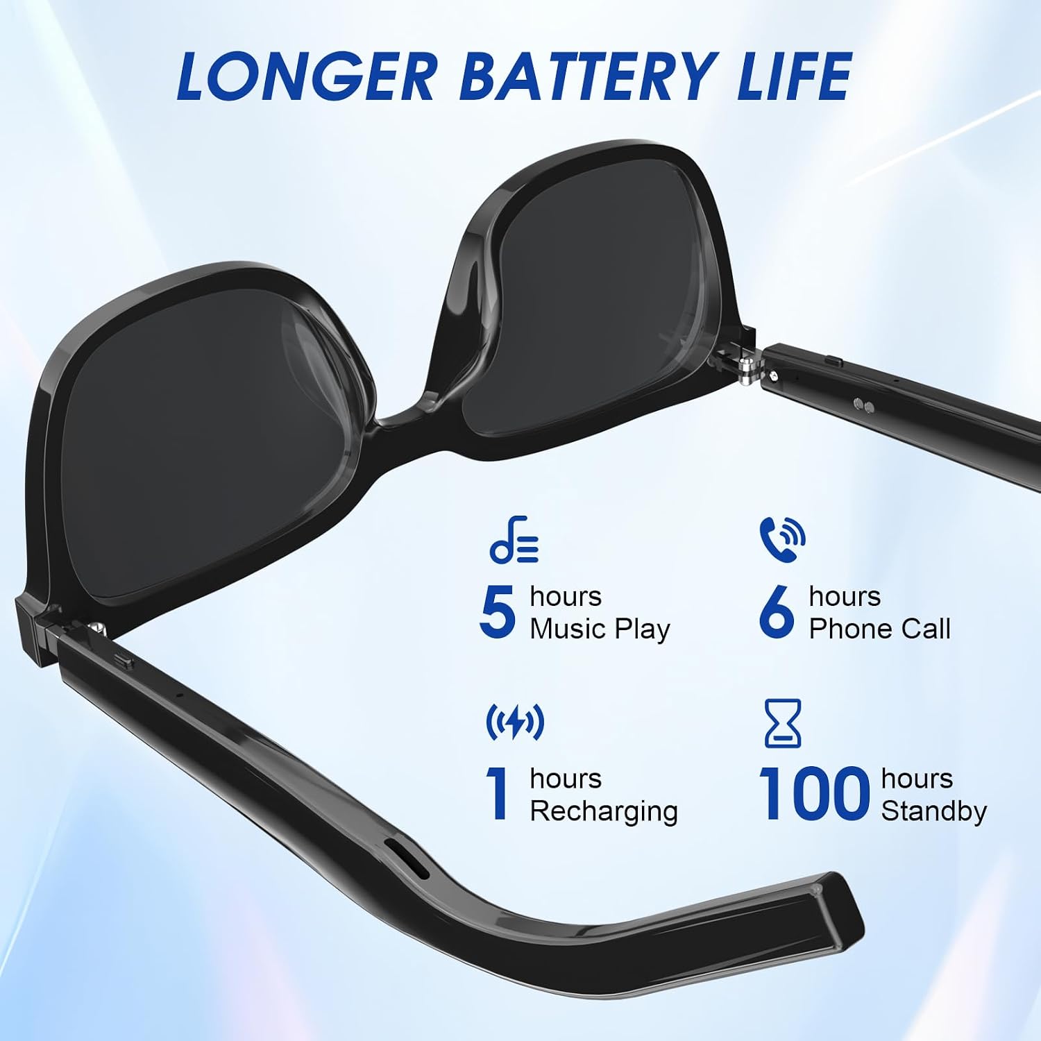 Smart Glasses - Anti Blue Light & Photochromic Bluetooth Sunglasses, UV Protection, Hands-Free Calls & Audio, Voice Assistant for Men/Women