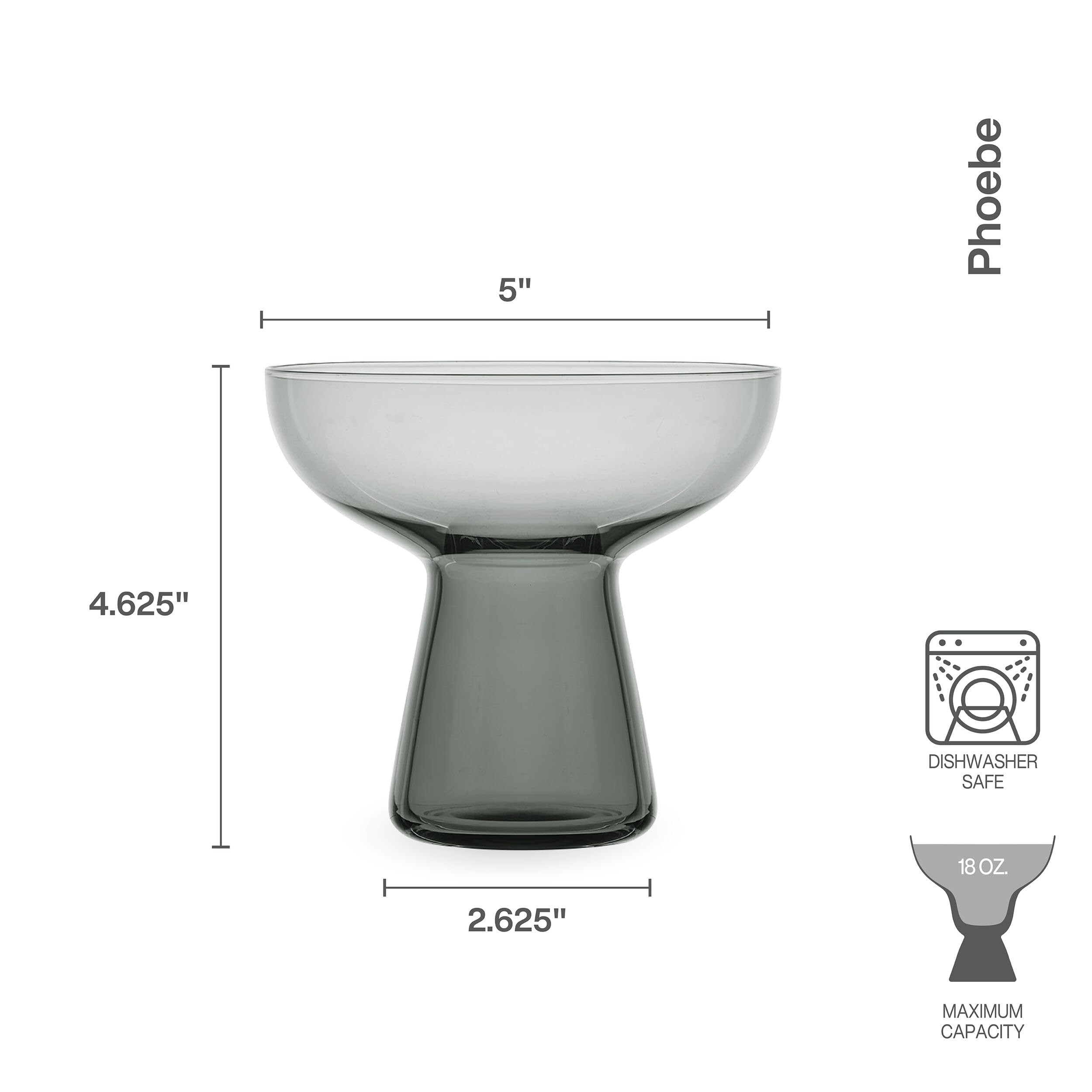 Mikasa Phoebe Margarita - Juego de copas de cóctel (4 unidades), color gris