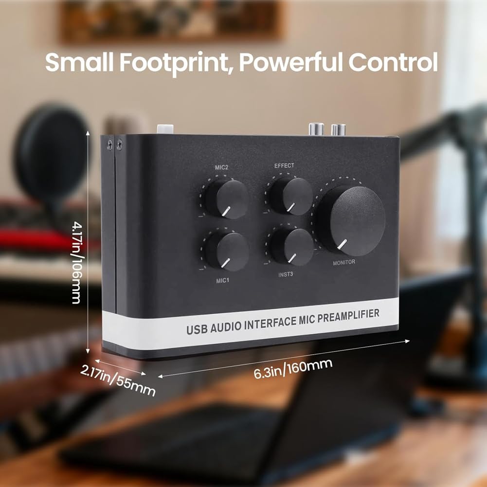 Interfejs audio USB przedwzmacniacz mikrofonowy przedwzmacniacz mikrofonowy zasilanie fantomowe do nagrywania, transmisji na żywo, podcastów do domowego studia