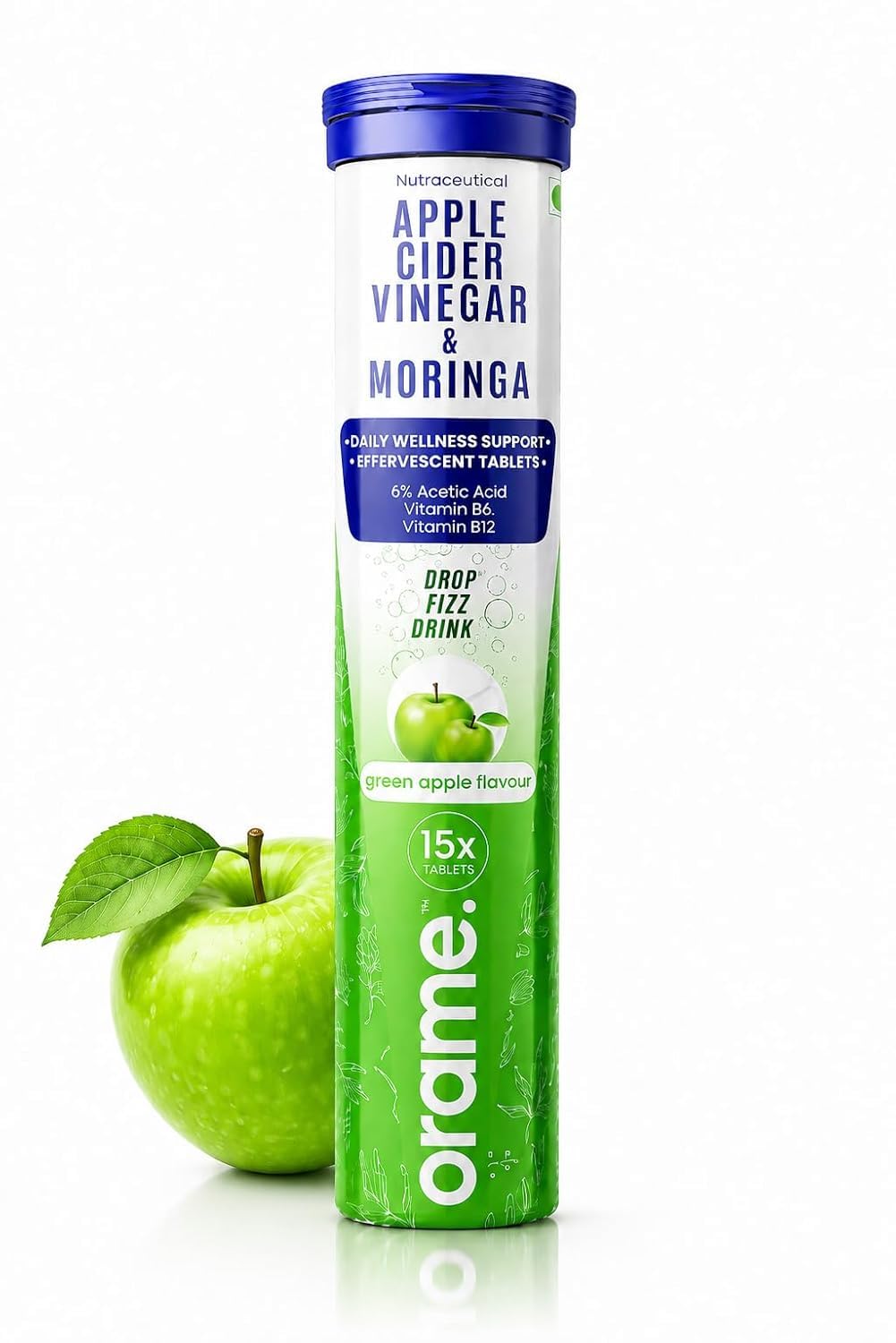 Orame ACV & Moringa Effervescent Tablets, 15 Count, Green Apple | Vitamin B6 & B12, Supports Metabolism & Control-image-30