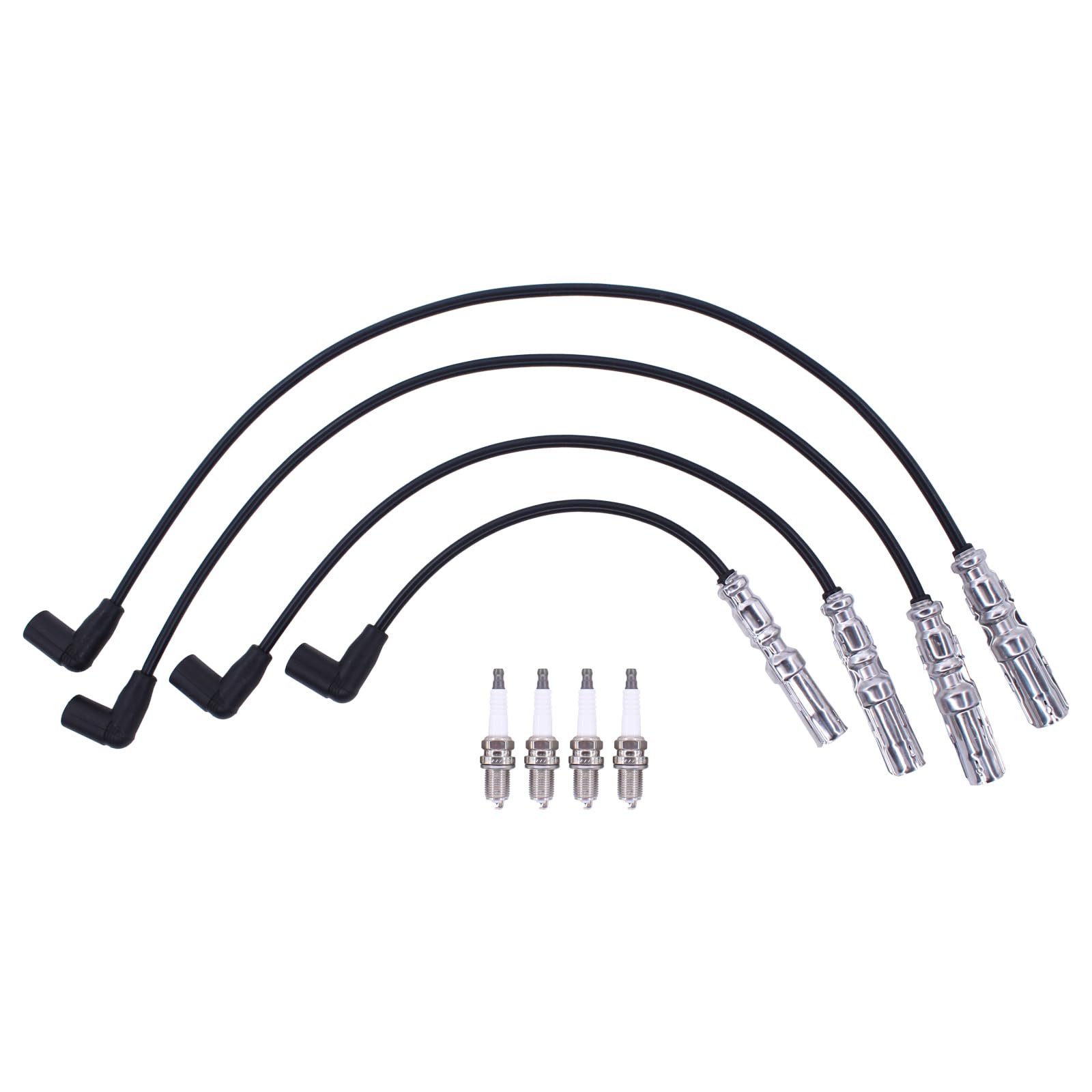Zündkerzen Zündkabel Satz Zündleitungssatz Zündkabelsatz für Passat B5 Transporter T5 Multi-van Golf 4 Polo New Beetle Bo-ra Caddy A3 8L A4 B5 8D A4 B6 B7 8E Cordoba Ibiza Toledo Leon Octa-via 1.6 2.0