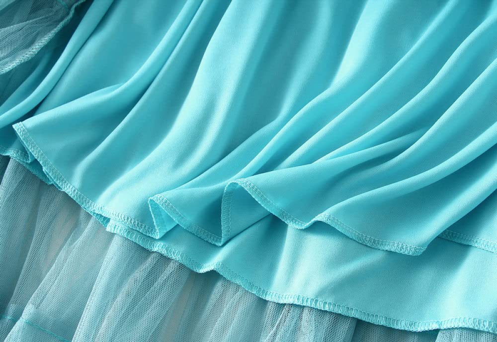 Röcke Damen,Damen Maxirock Blau Elastische Taille Tüll Faltenrock Mode A-Linie Geraffte Layered Flowy Elegant Puffy Cake Lange Röcke Für Mädchen Damen,L