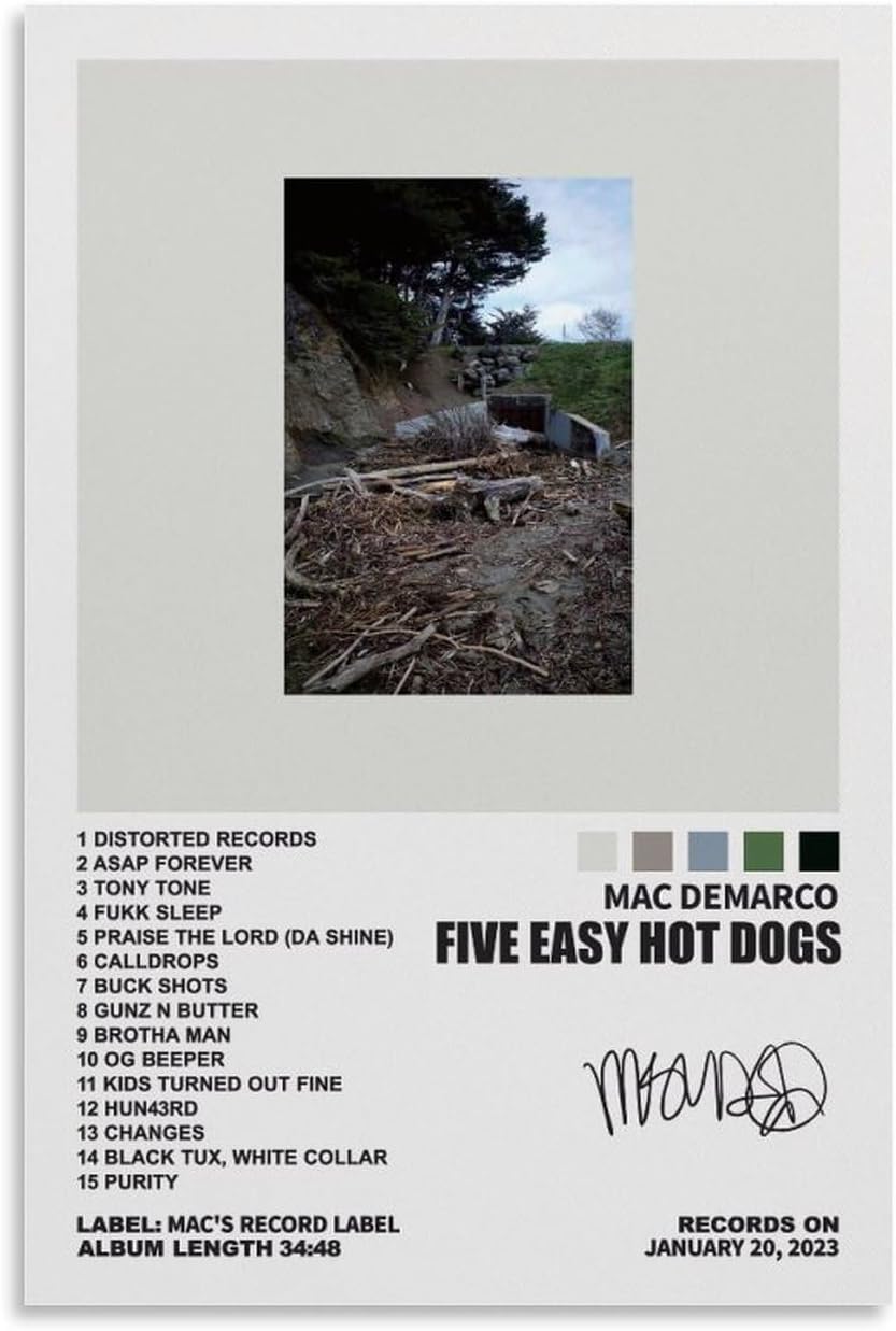 SHUKI Mac DeMarco Poster Five Easy Hot Dogs Album Cover Posters for Room Aesthetic Canvas Wall Art Bedroom Decor 12x18inch(30x45cm)