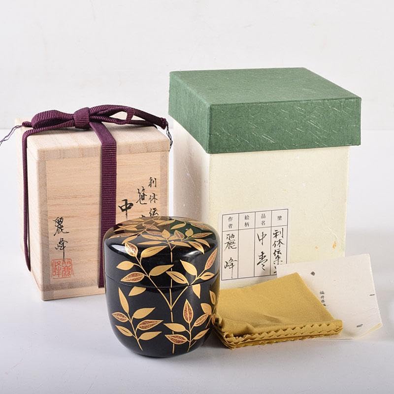 Amazon.co.jp: 茶道具 越前塗 佐々木麗峰作 利休伝来写 笹蒔絵 中棗 共  