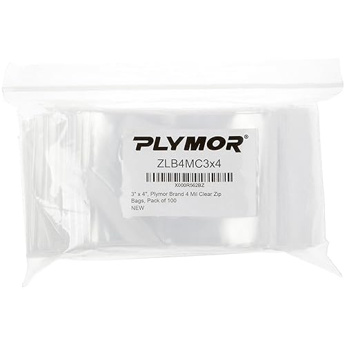 Miniatura 3 de Plymor Bolsas de plástico resistentes con cierre de cremallera 4 mil 3 x 4 pulgadas paquete de 500